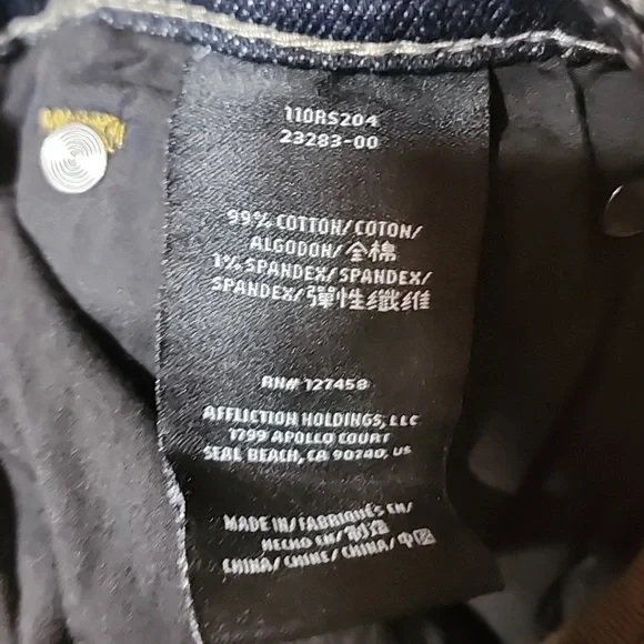 Affliction Blake Jeans Size 34  $175 Faded distressed NWOT 33in Inseam Cotton - Picture 7 of 8